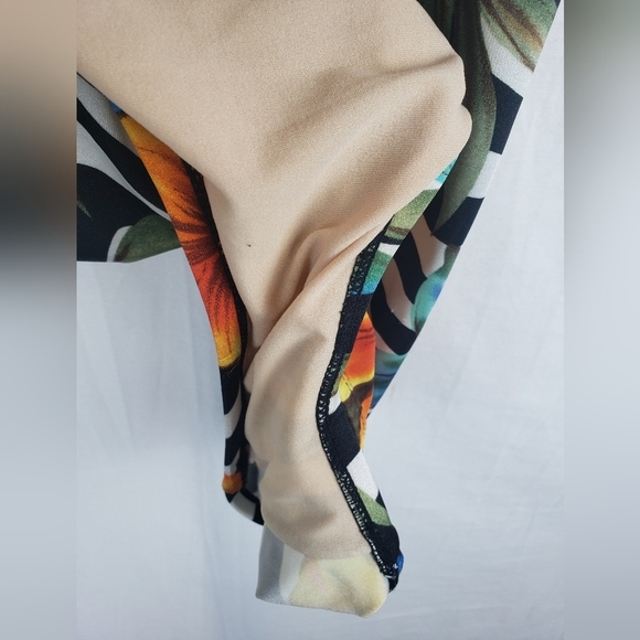 Longitude Floral Multicolored Halter One Piece Swimsuit Sz 12 - Picture 4 of 8